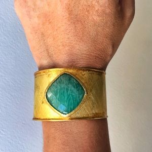Gold Etched Metal Cuff Bracelet Costume Jewelry